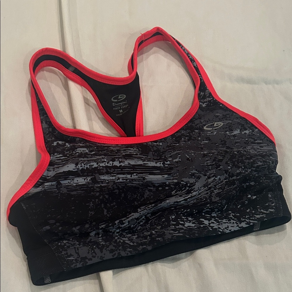 Champion Women's Black Patterned Sports Bra sz M